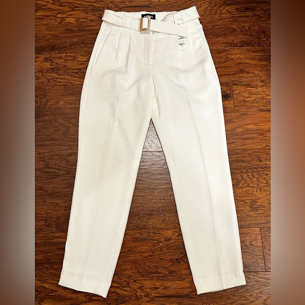 Express Off-White High Rise Ankle Pants, NEW